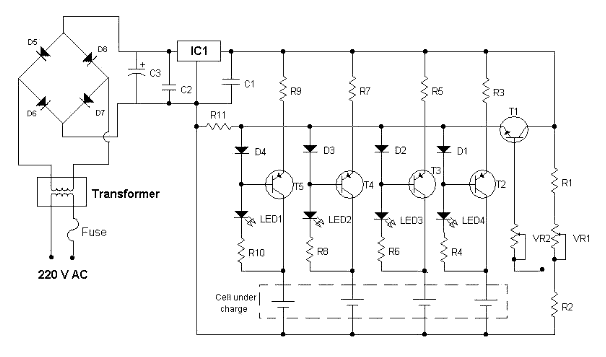 Зарядка для никелевых Ni-Cd и Ni-MH аккумуляторов схема