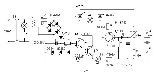 Схемы зарядных устройств и выпрямителей для аккумуляторов